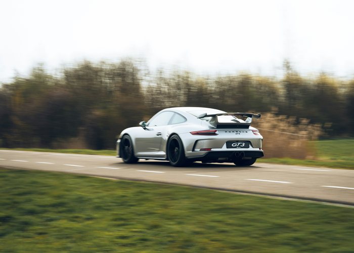Porsche 911 991.2 GT3 grise en mouvement — guide d'achat de la 991.2 GT3